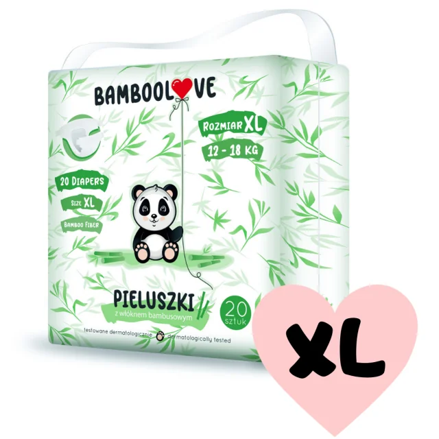 Bamboolove Pleny jednorázové Bambus vel. XL 12-18 kg 20 ks