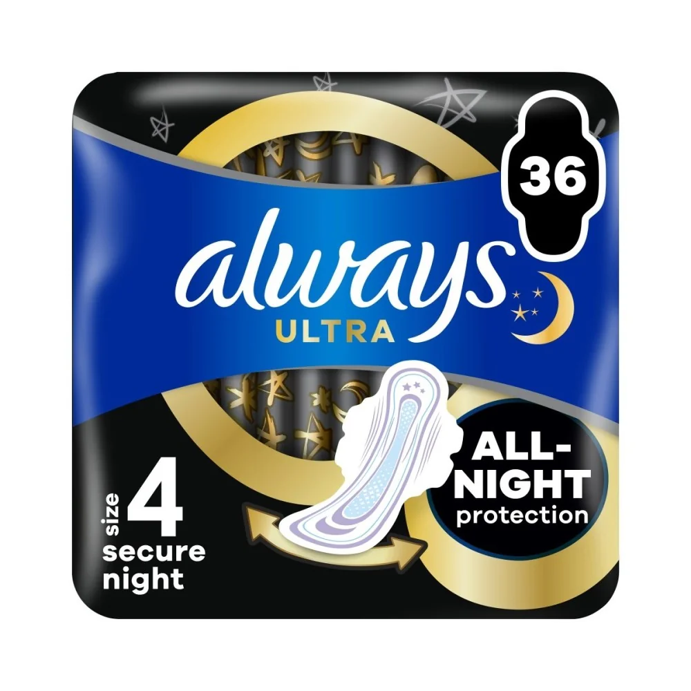 Always Ultra Secure Night hygienické vložky 36 ks