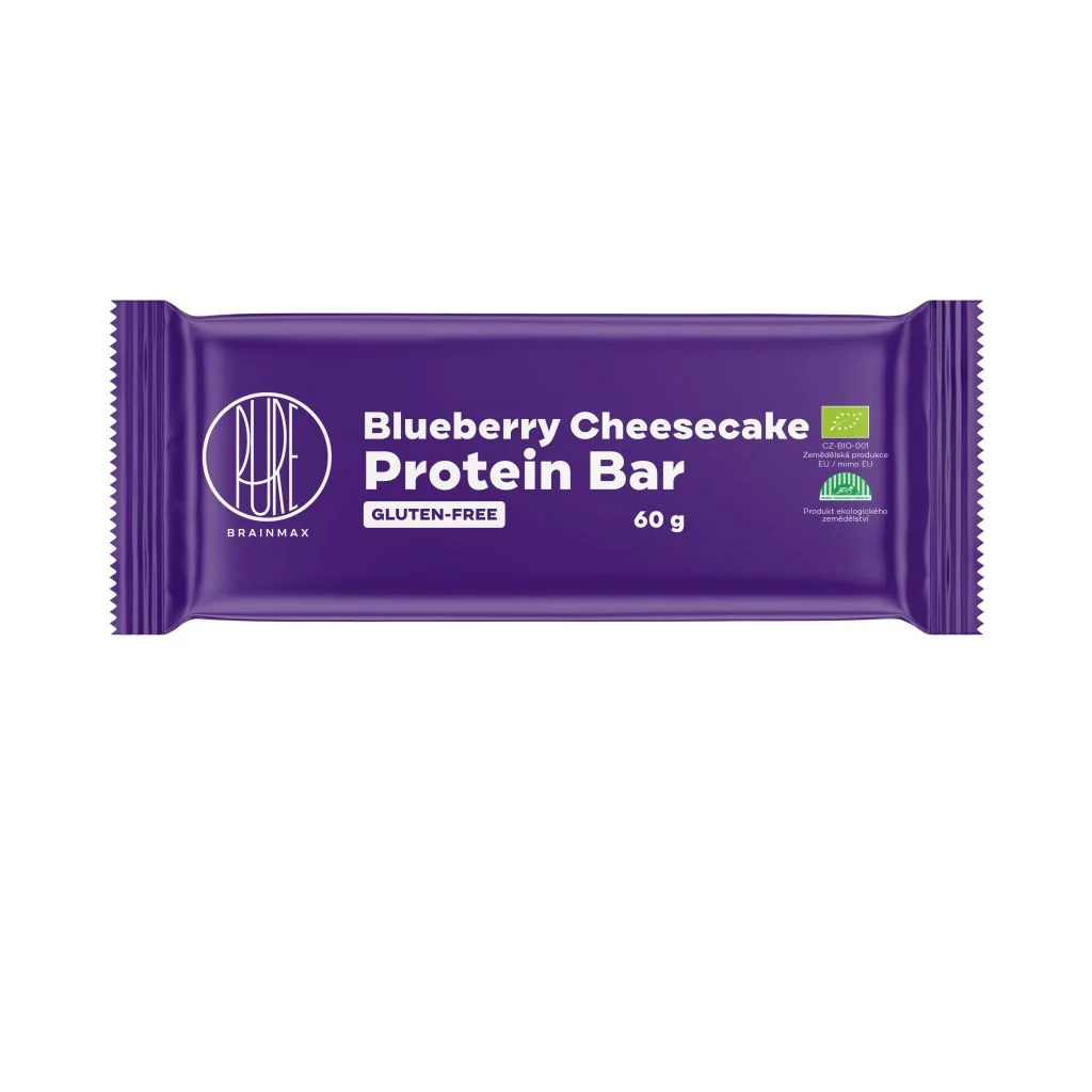 BrainMax Pure Proteinová tyčinka Borůvkový cheesecake BIO 60 g