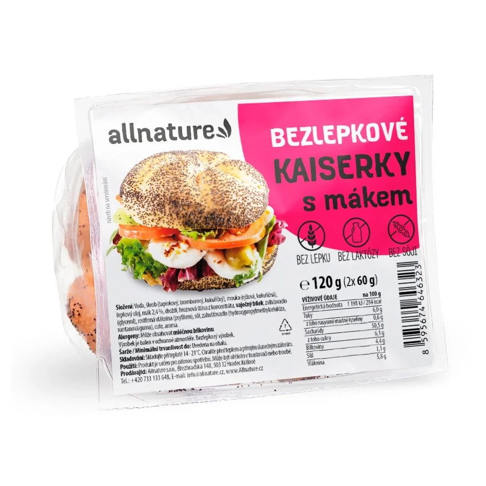 Allnature Bezlepková kaiserka s mákem 2x60 g