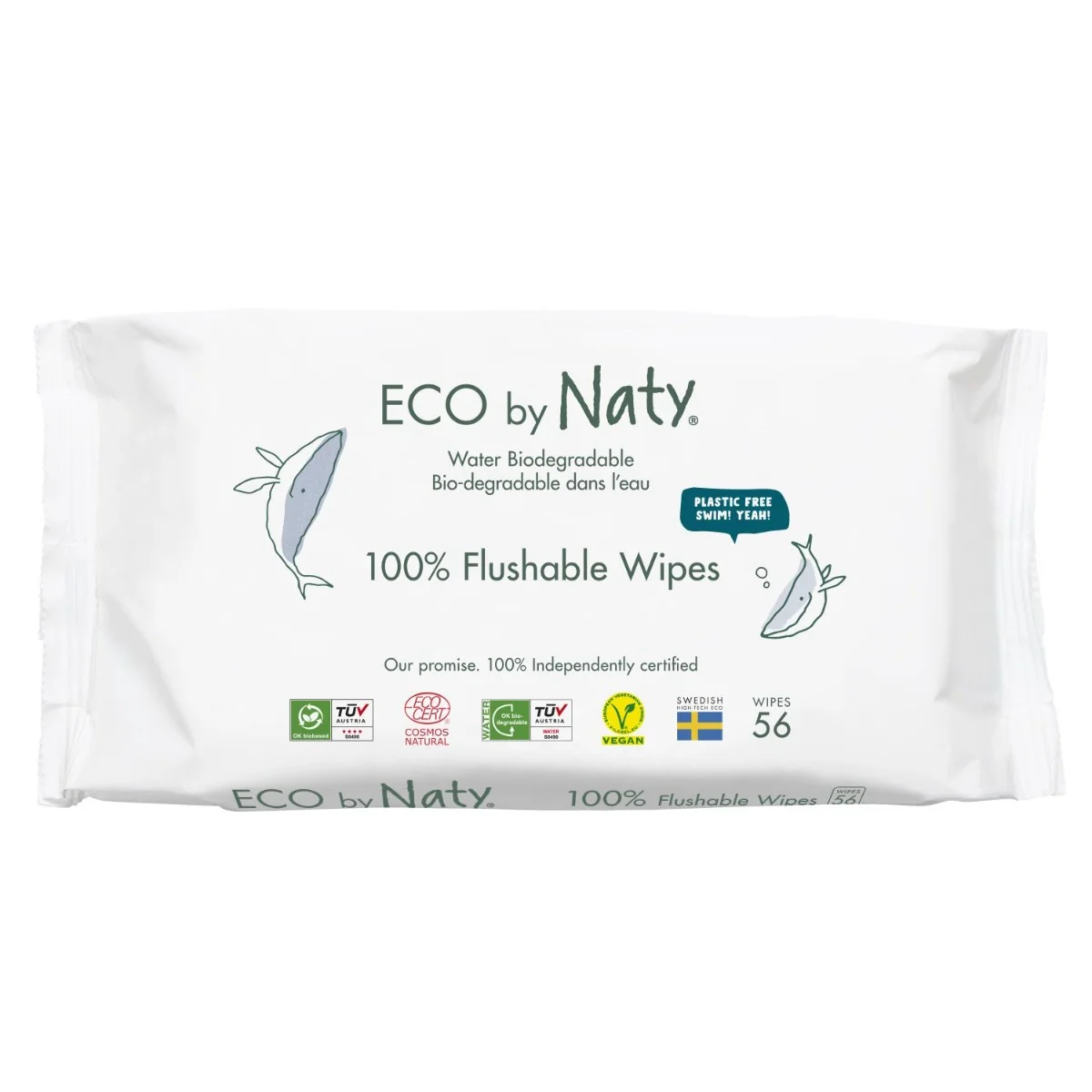 ECO by Naty Vlhčené ubrousky bez vůně splachovatelné 56 ks