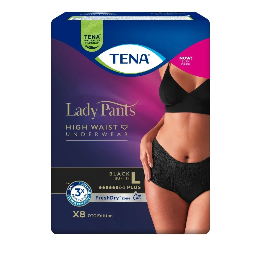 Tena Lady Pants Plus Black Large inkontinenční kalhotky 8 ks