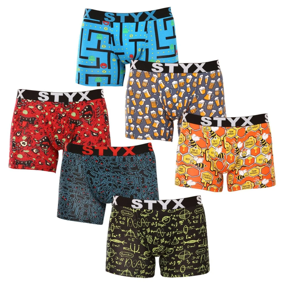 Styx 6PACK pánské boxerky long art sportovní guma vícebarevné (6U12697124/2) XL 