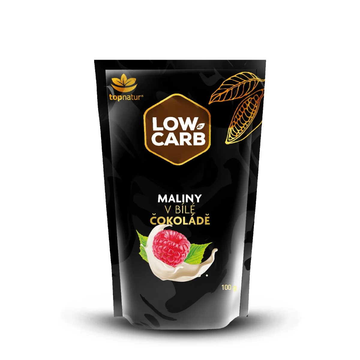 Topnatur Low Carb Maliny v bílé čokoládě 100 g