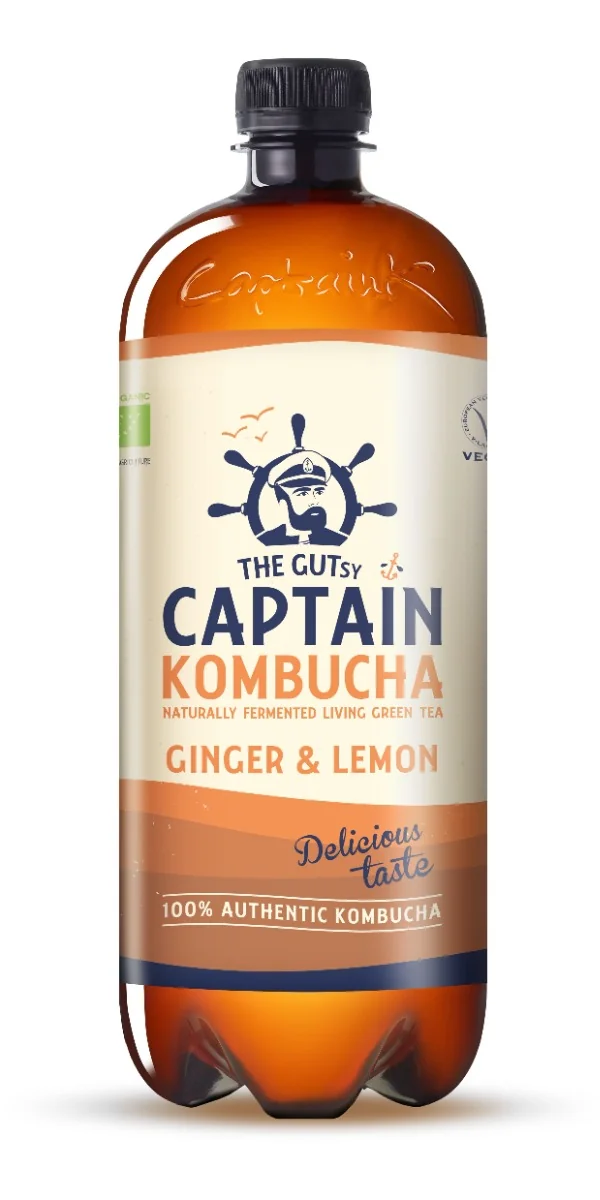 Captain Kombucha Zázvor a citron BIO 1000 ml