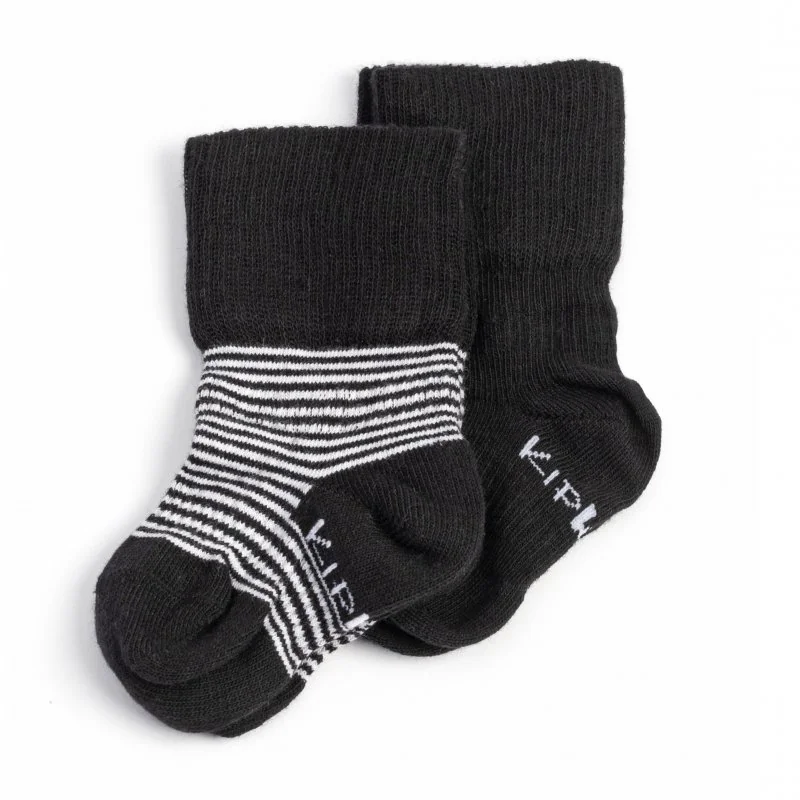 KipKep dětské ponožky Stay-on-Socks 0-6m 2páry Black Stripes 