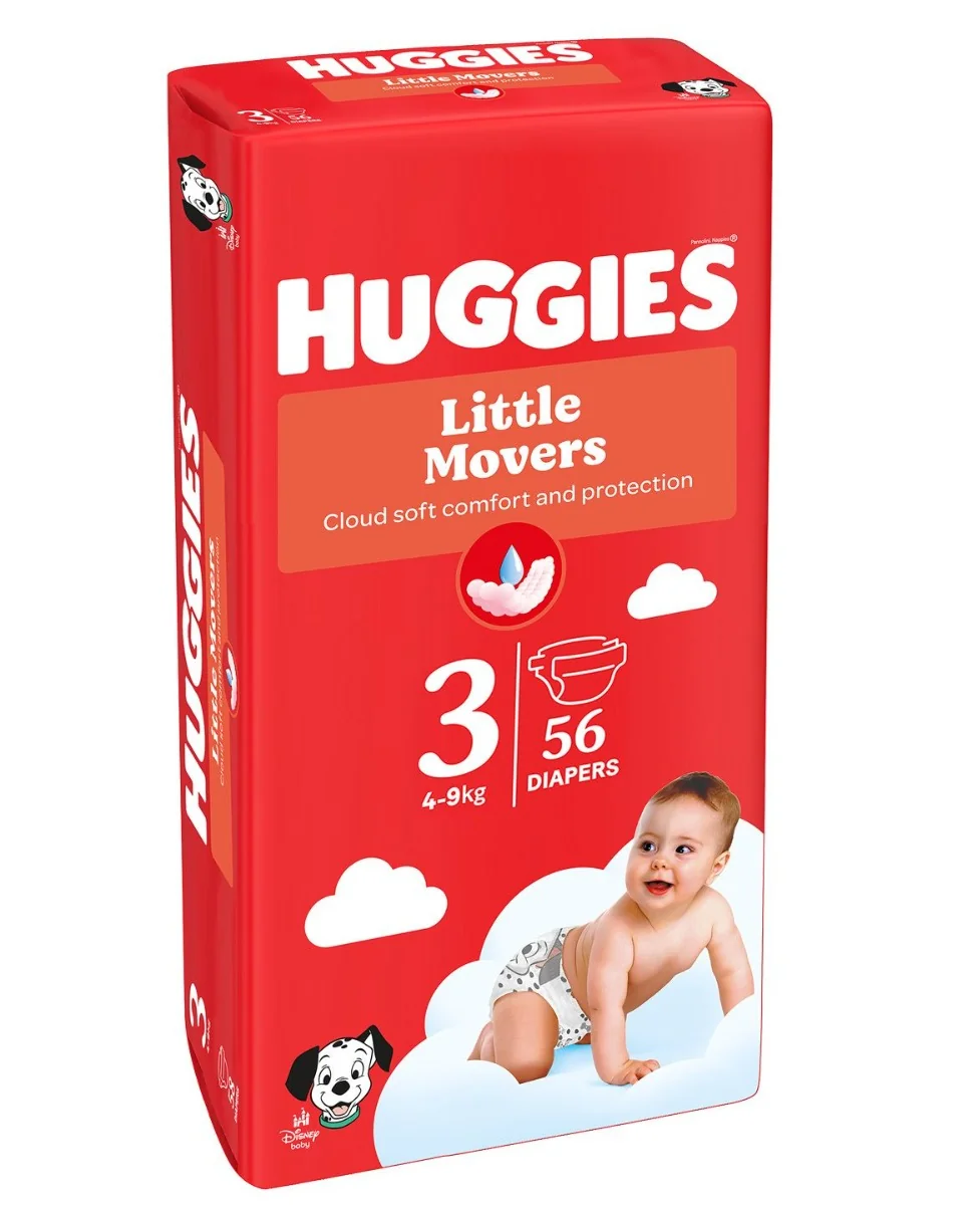 Huggies Little Movers 3 4-9 kg jednorázové plenky 56 ks