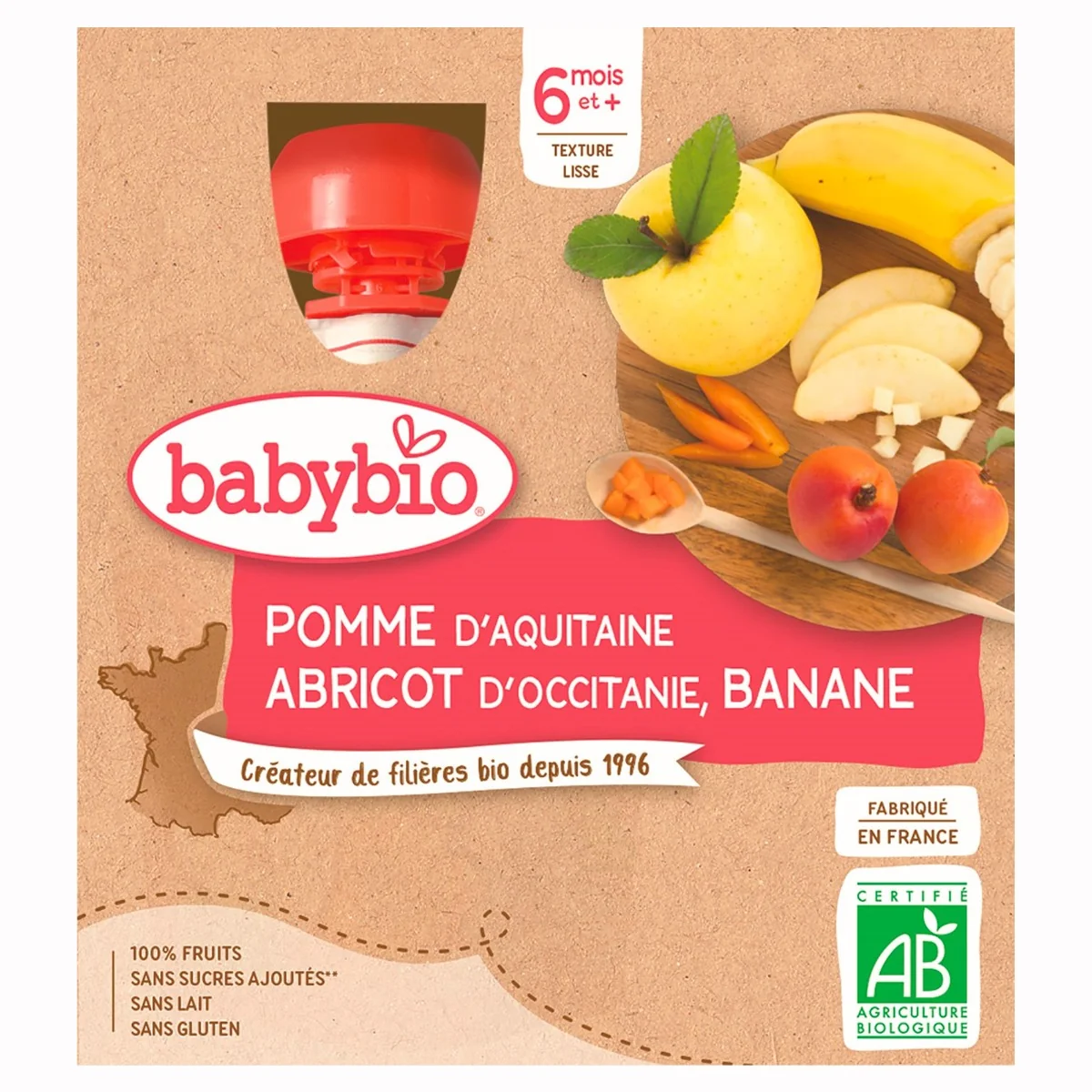 Babybio Jablko, meruňka a banán kapsičky 4x90 g