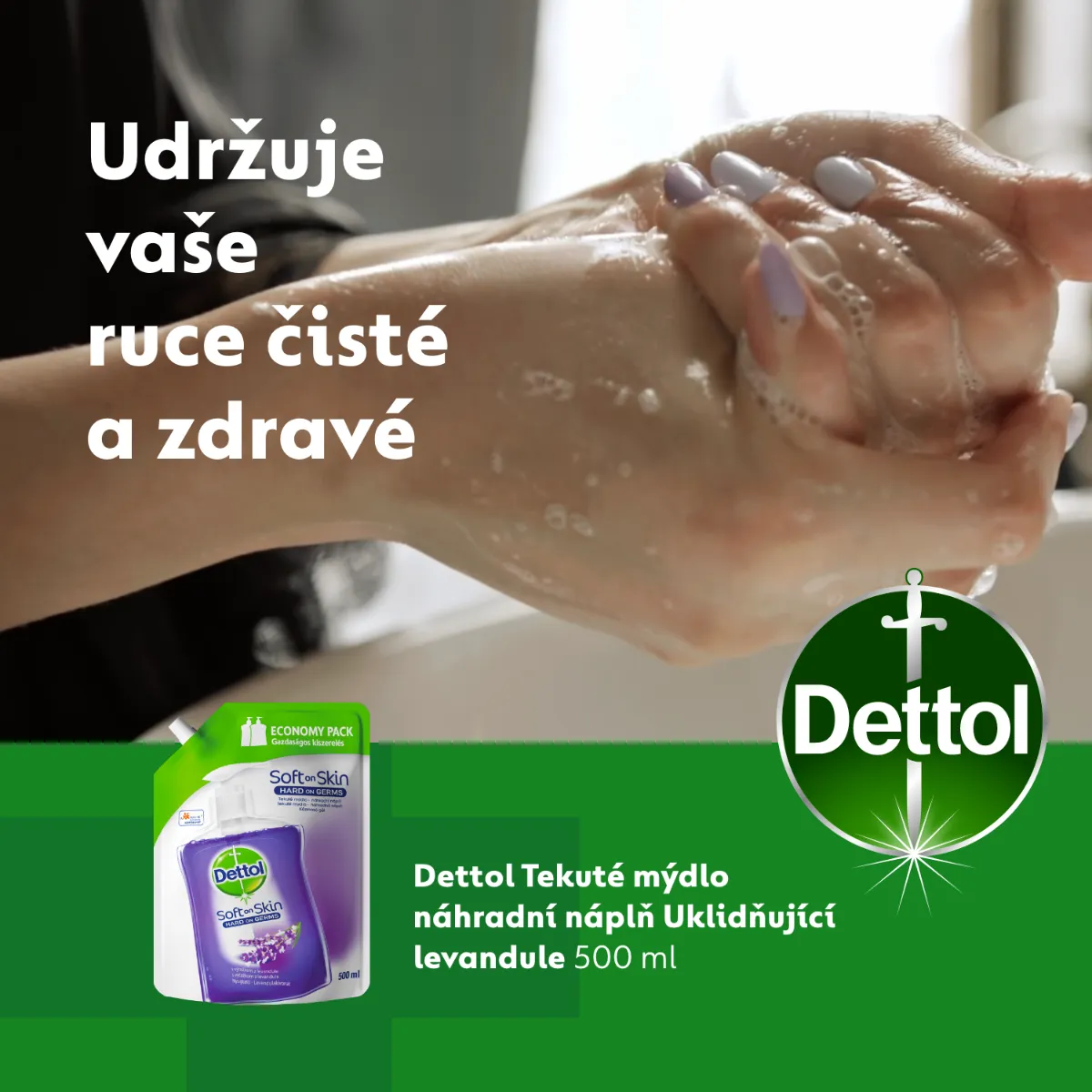 Dettol Tekuté mýdlo Uklidňující levandule náhradní náplň 500 ml