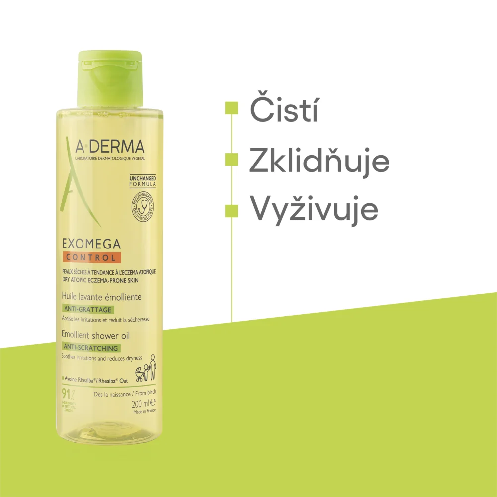 A-Derma Exomega Control Zvláčňující sprchový olej 200 ml