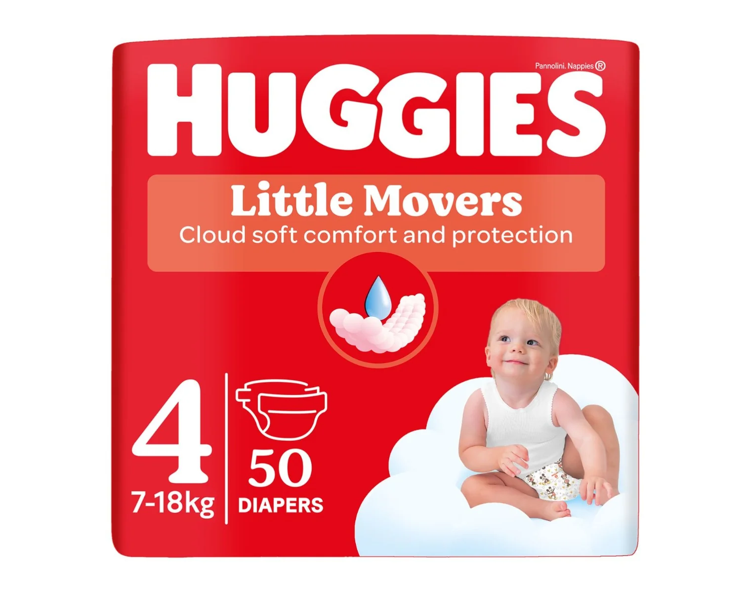 Huggies Little Movers 4 7-18 kg jednorázové plenky 50 ks