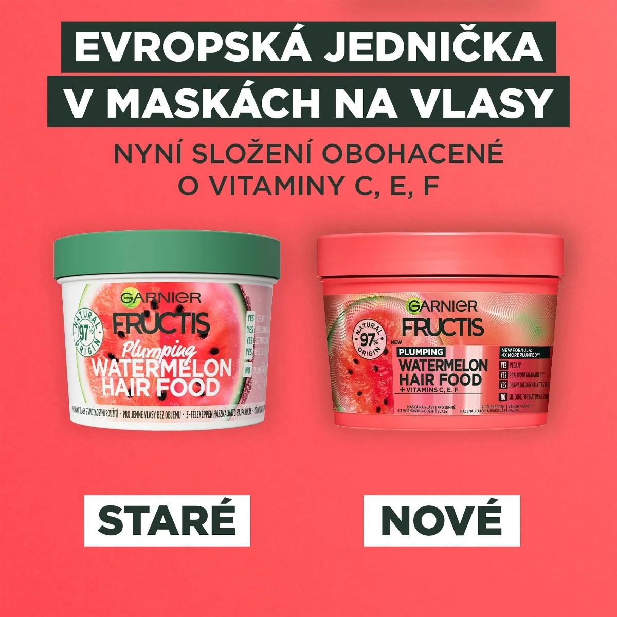 Garnier Fructis Hair Food Watermelon maska pro jemné vlasy bez objemu 400 ml