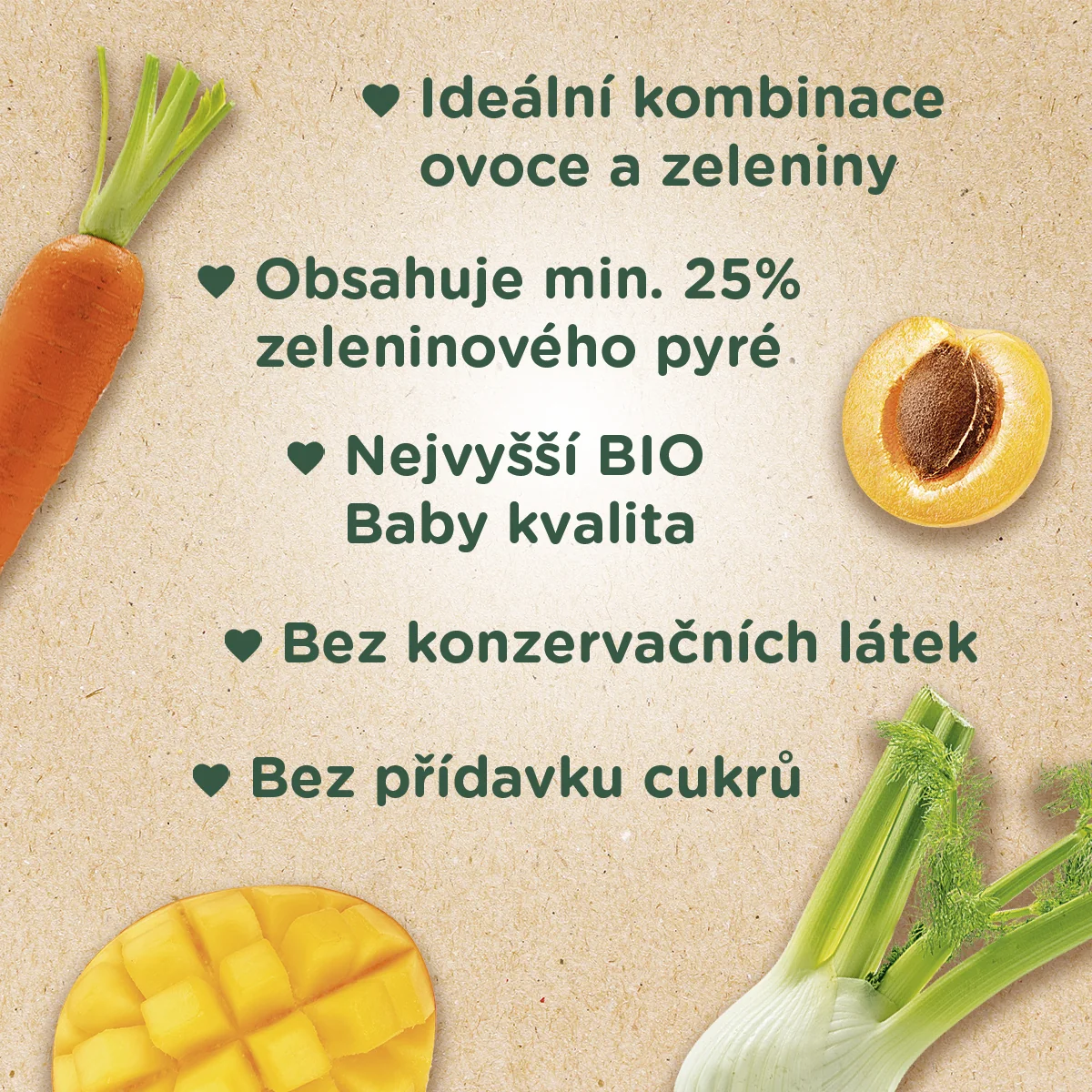 Sunar BIO Smícháček Mango, meruňka, mrkev, fenykl kapsička 100 g