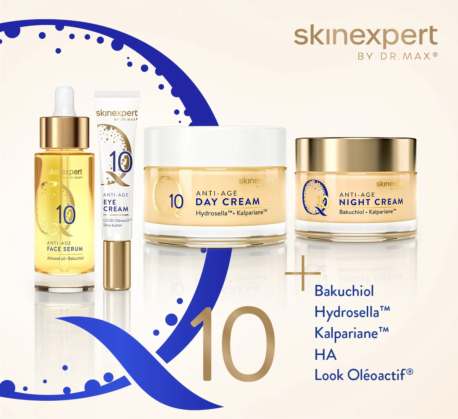 Skinexpert by Dr. Max Q10. Koenzym Q 10, akuchiol, Hydrosella TM, Kalpariane TM, + LOOK Oléoactif®
