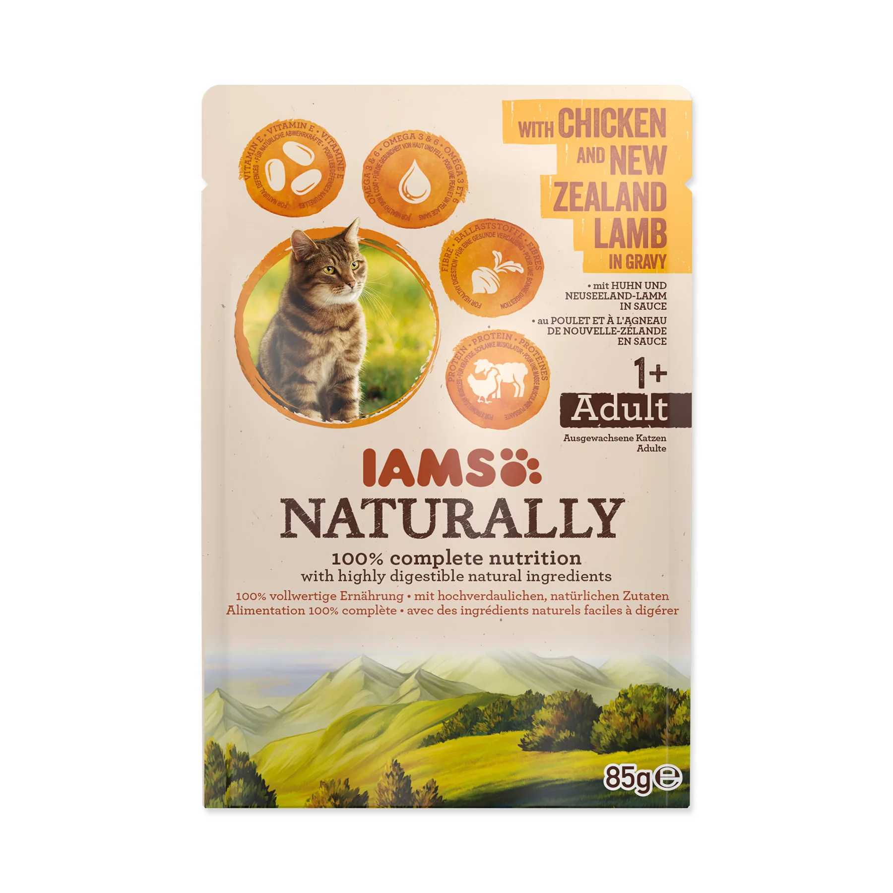 IAMS Naturally Adult kuře & jehněčí v omáčce kapsička 85 g