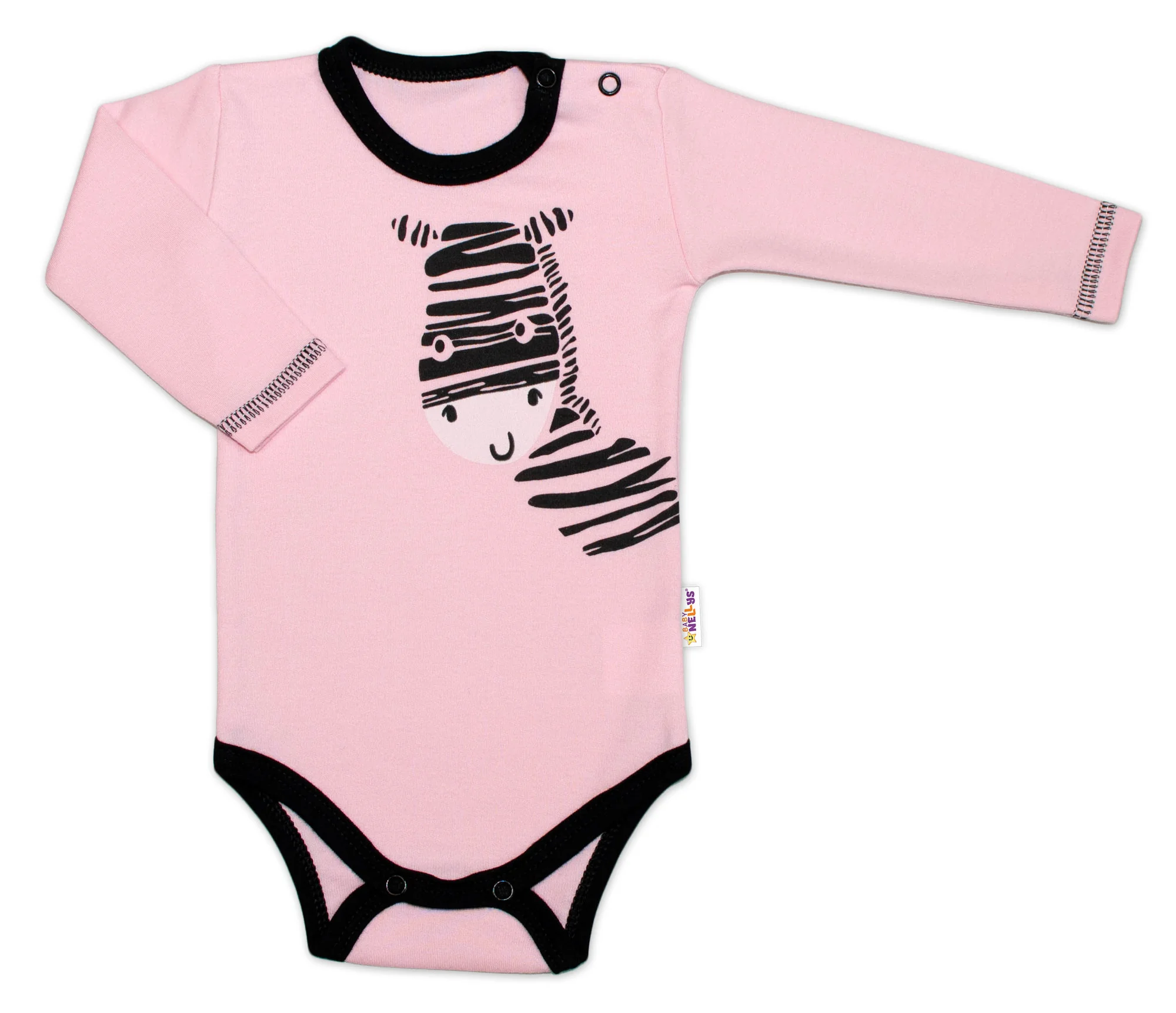 Baby Nellys Body dlouhý rukáv, růžové, Zebra vel.  56