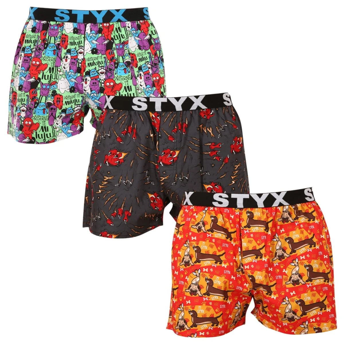 Styx 3PACK pánské trenky art sportovní guma vícebarevné (3B15245) XL