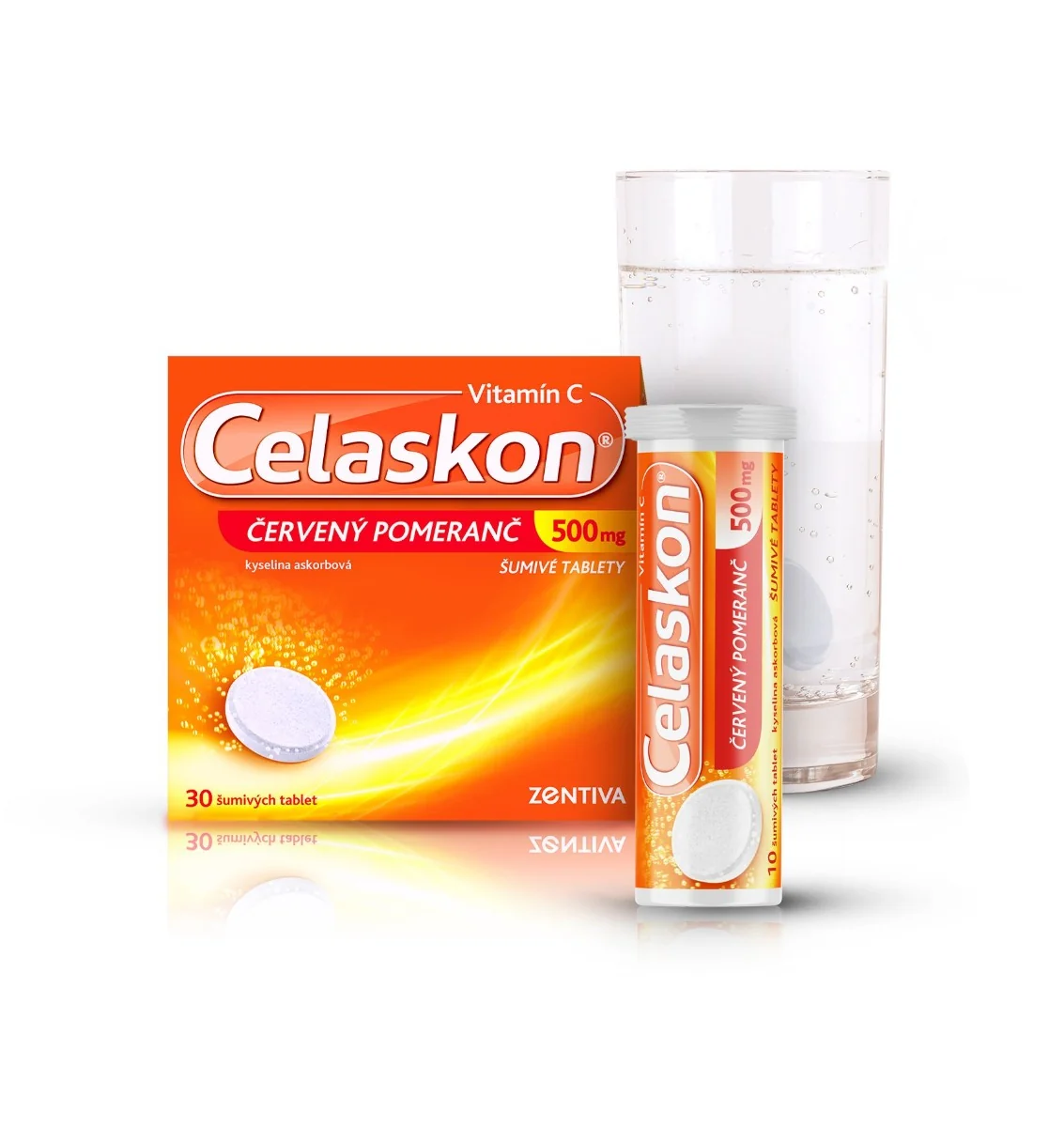 Celaskon Červený pomeranč 500 mg 30 šumivých tablet