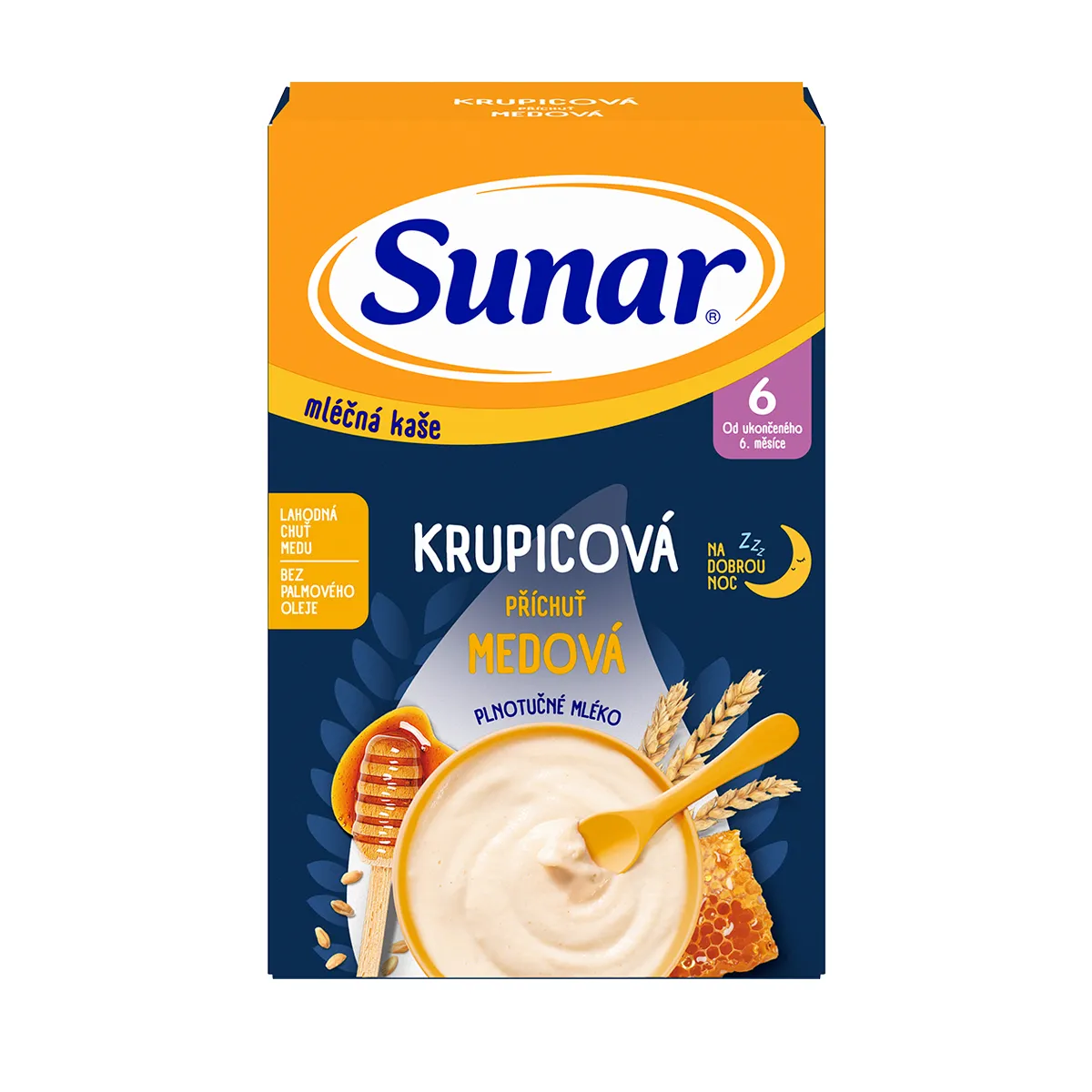 Sunar Mléčná krupicová kaše na dobrou noc medová 210 g