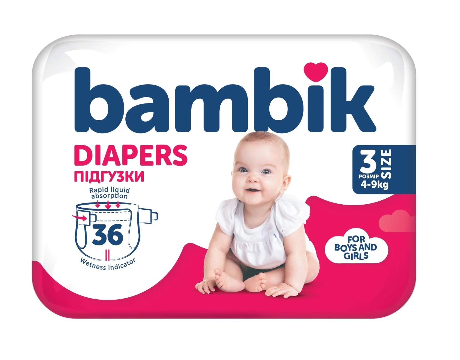 Bambik Dětské pleny vel. 3 4-9 kg 36 ks