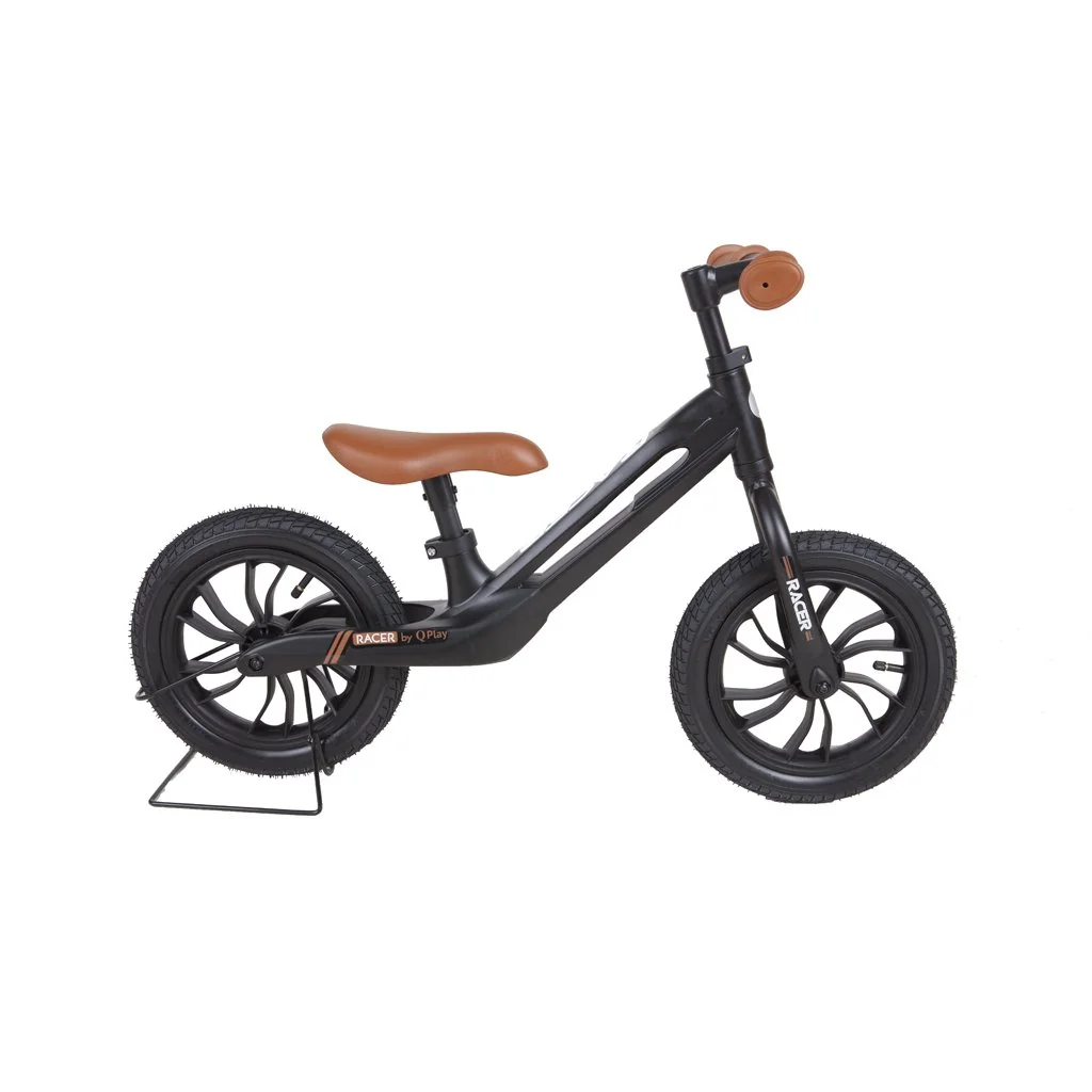 QPlay Odrážedlo Racer air (Titanium) Black/ Brown, věk 3 - 6 let, do 30 kg 