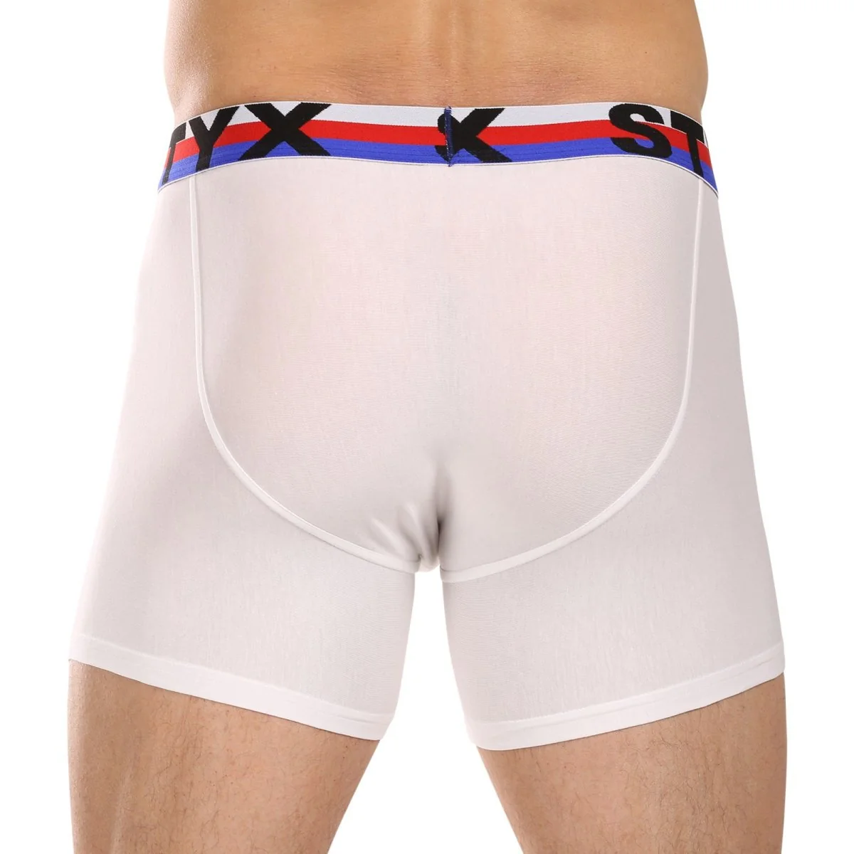 Styx 3PACK pánské boxerky long sportovní guma bílé trikolóra (3U2061) XL 