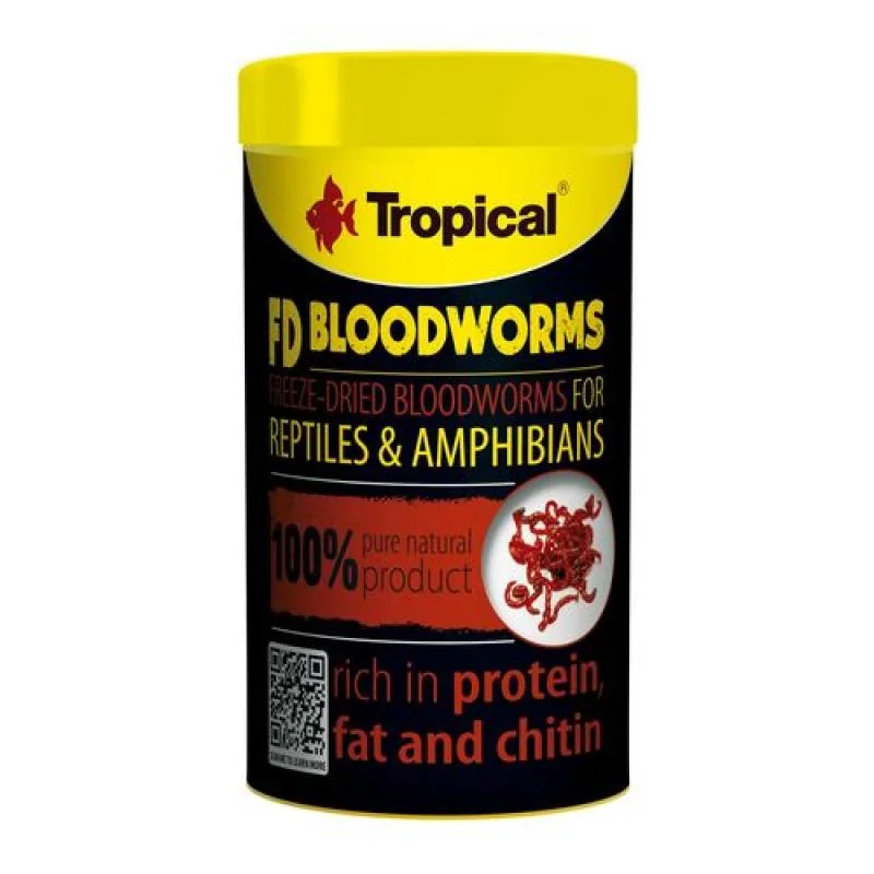 Tropical FD Blood Worms 100ml/7g lyofilizované patentky pro plazy a obojživelníky 