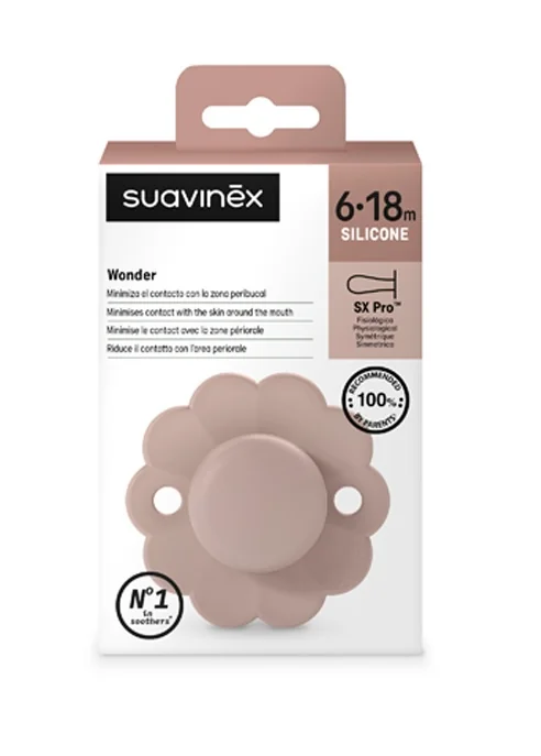 Suavinex Wonder Fyziologický dudlík 6-18m 1 ks pale mauve