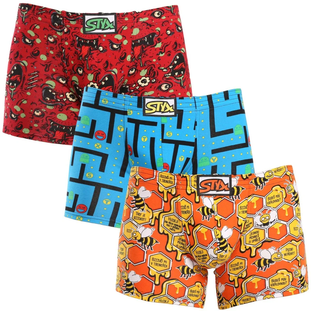 Styx 3PACK pánské boxerky long art klasická guma vícebarevné (3F12914) L