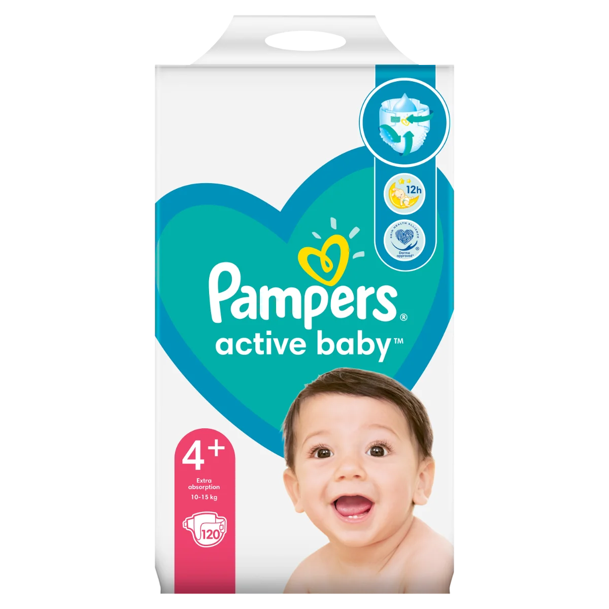 Pampers Active Baby vel. 4+ 10–15 ks dětské pleny 120 ks