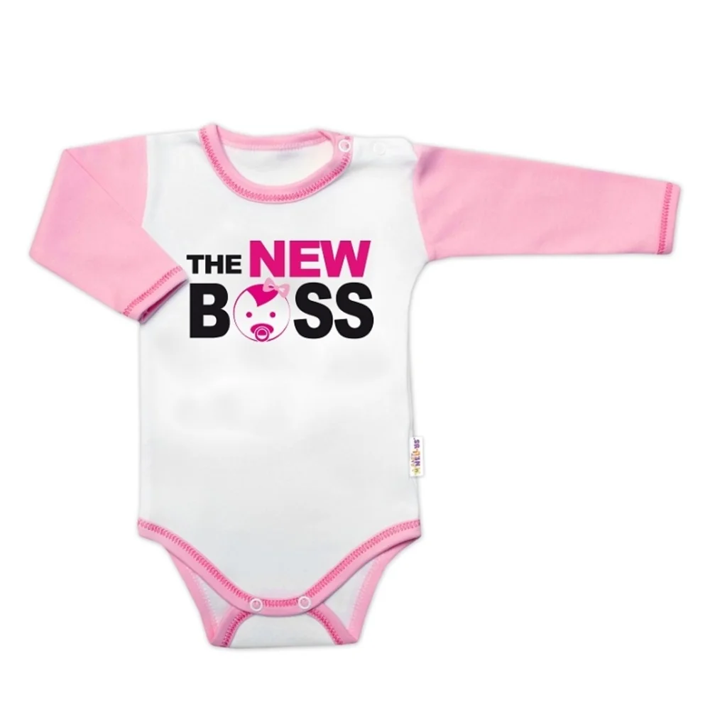 Baby Nellys Body dl. rukáv s textem, The New Boss,  62