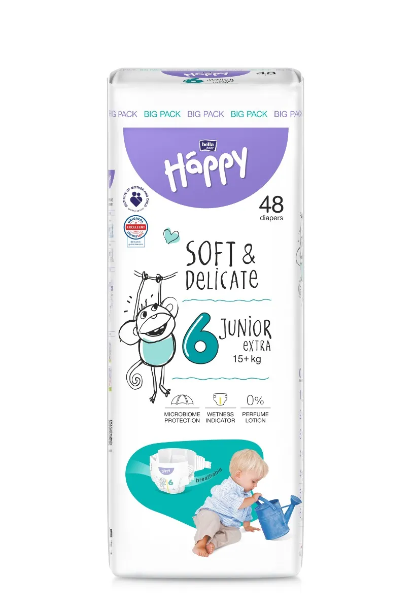 Bella Baby Happy Soft&Delicate 6 Junior Extra 15+ kg dětské pleny 48 ks