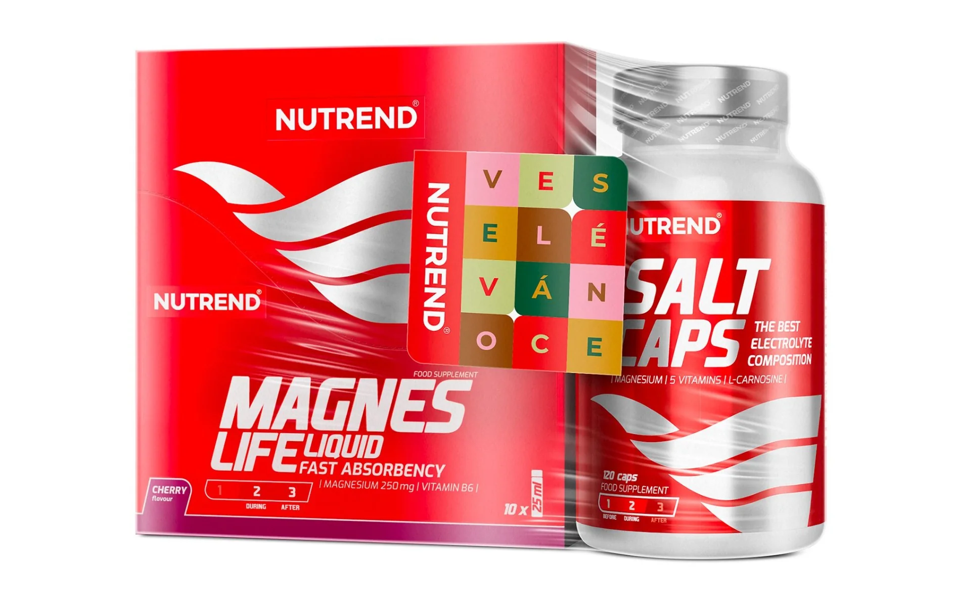 Nutrend Magneslife 10x25 ml višeň + Salt Caps 120 kapslí dárková sada