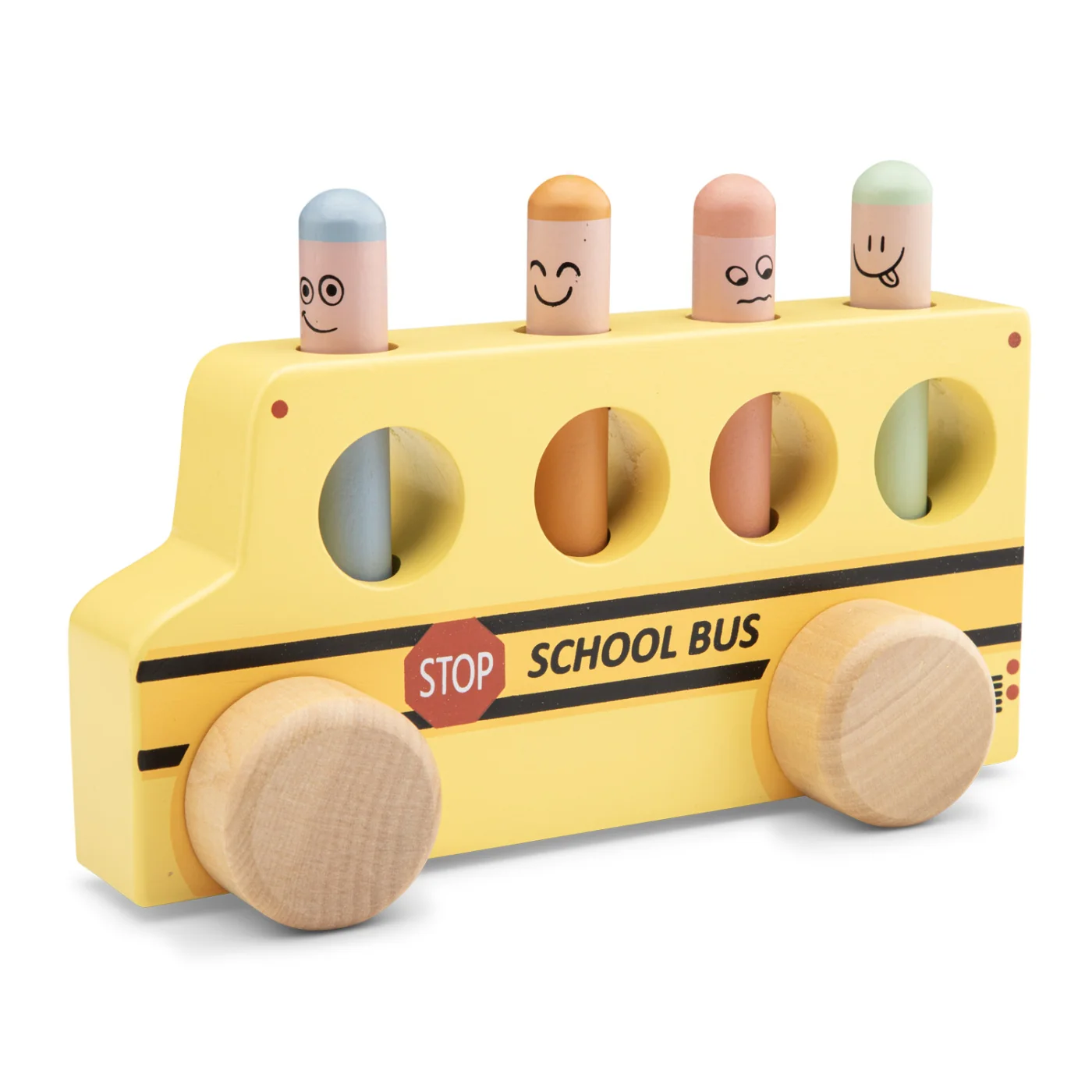 New Classic Toys Pop-up - vyskakovací kolíčky - školní autobus 