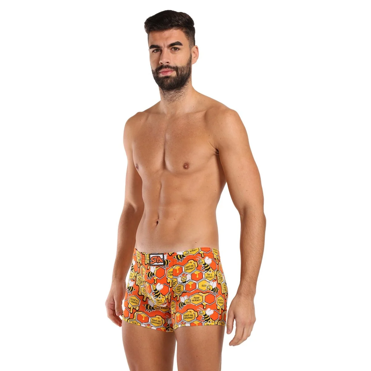 Styx Pánské boxerky long art klasická guma včelky (F1654) XXL 