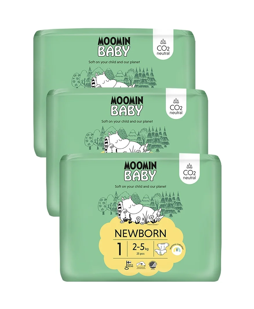 Moomin Baby 1 Newborn 2–5 kg měsíční balení eko plen 75 ks