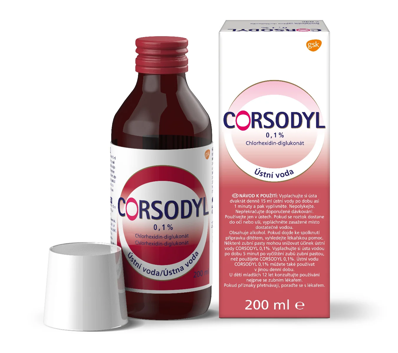 Corsodyl Ústní voda 0.1% 200 ml