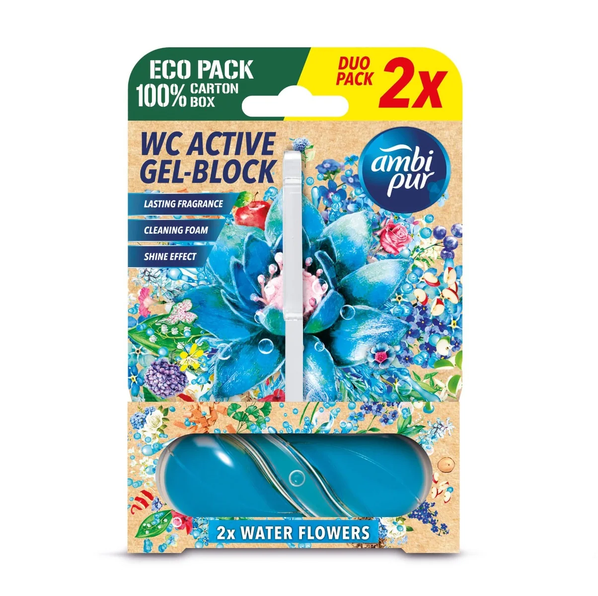 Ambi Pur WC Active gel-blok vodní květy 2x45 cm