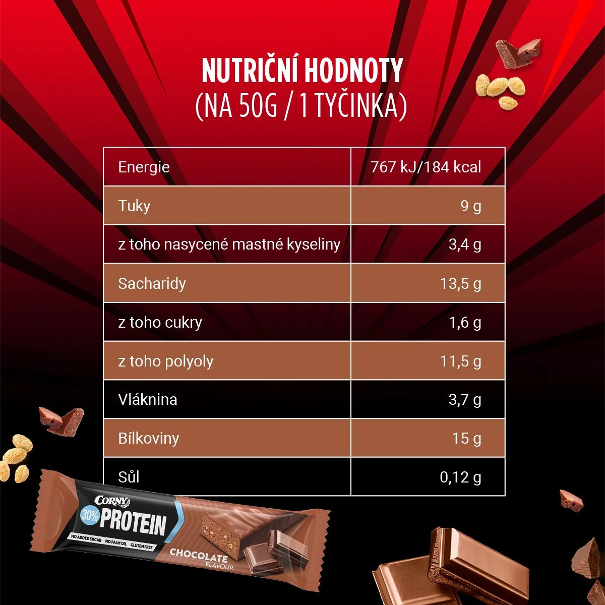 Corny Protein 30% mléčná čokoláda 50 g