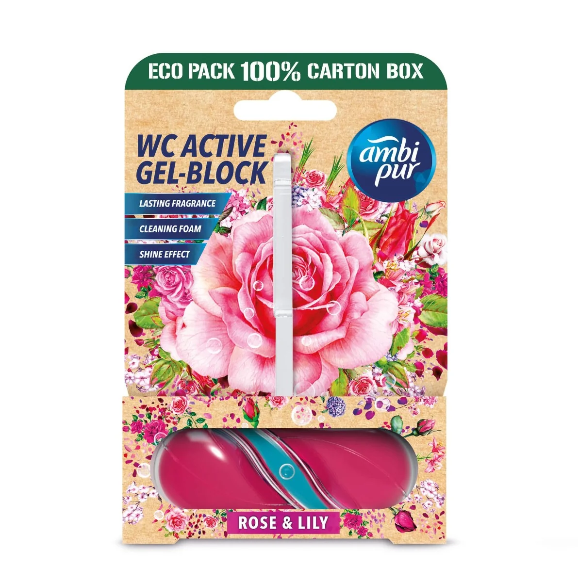 Ambi Pur WC Active gel-blok růže & lilie 45 g