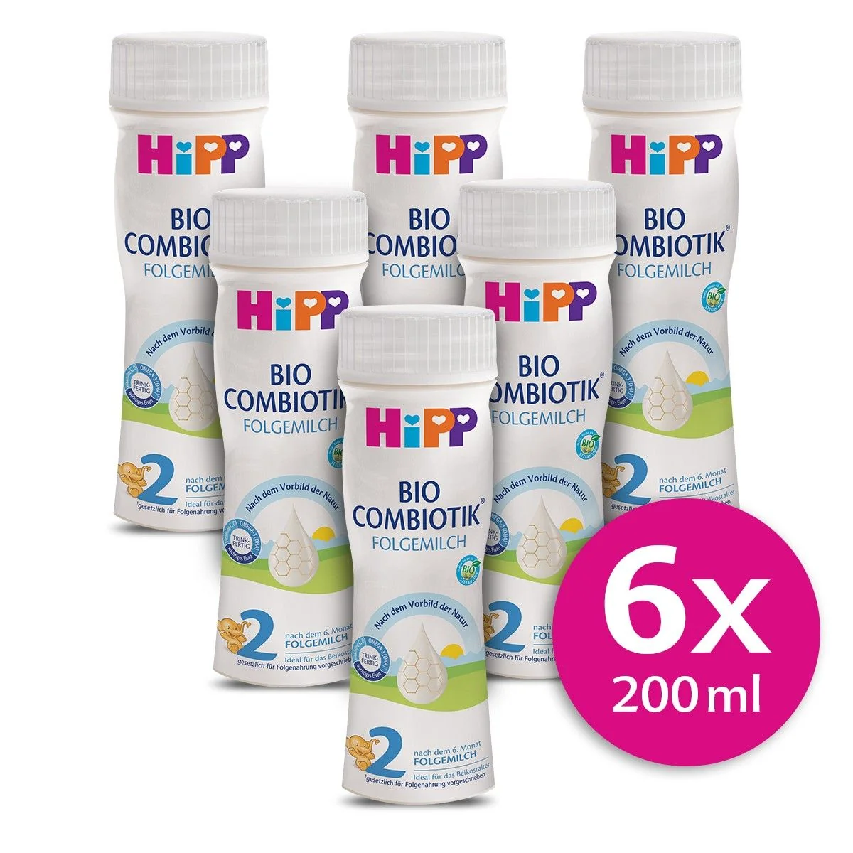 Hipp 2 BIO Combiotik Pokračovací mléčná kojenecká výživa 6x200 ml