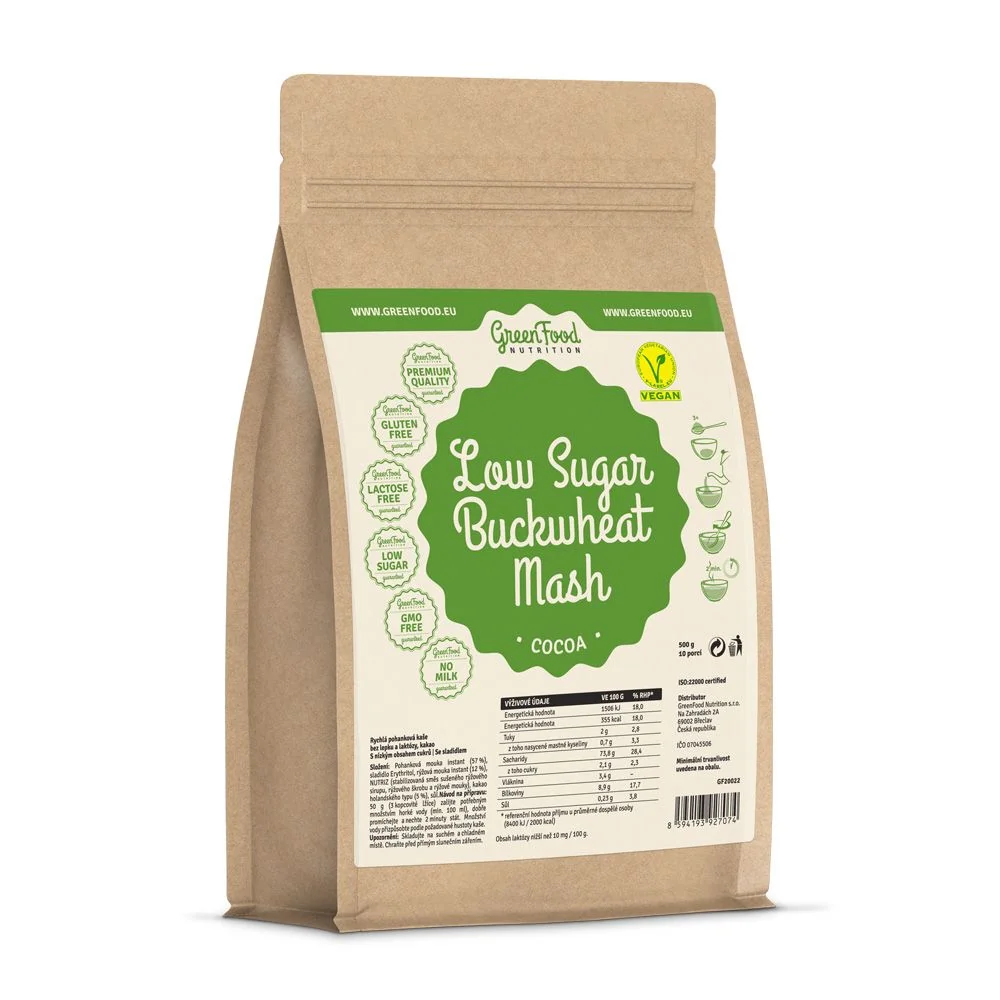 GreenFood Nutrition Low Sugar pohanková kaše kakao 500 g