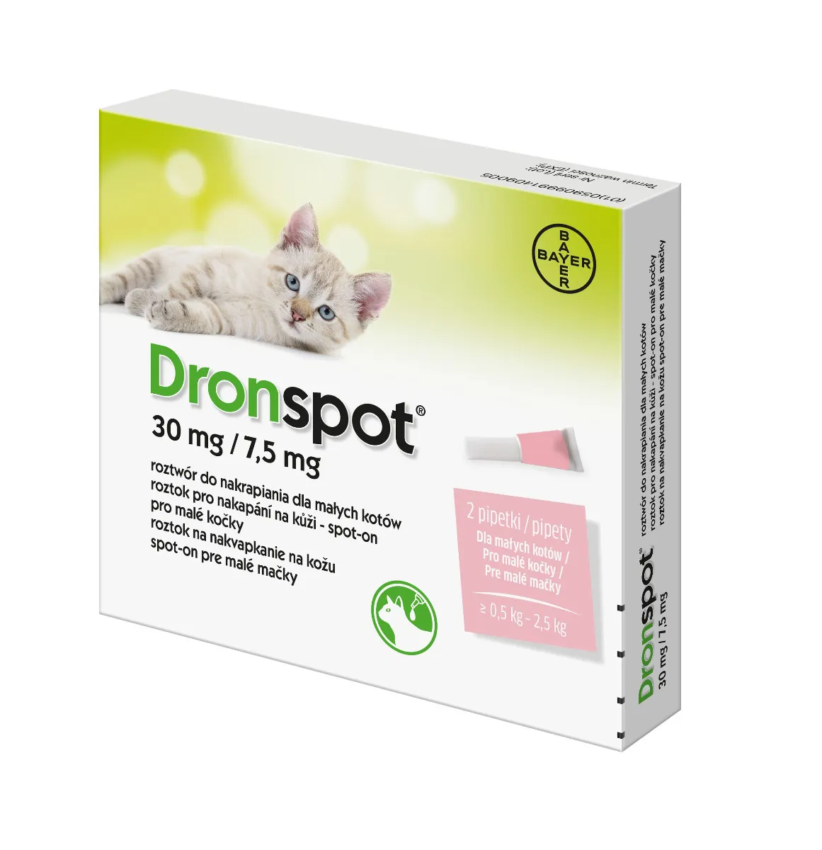 Dronspot 30 mg/7,5 mg pro malé kočky spot-on 2x0,35 ml 