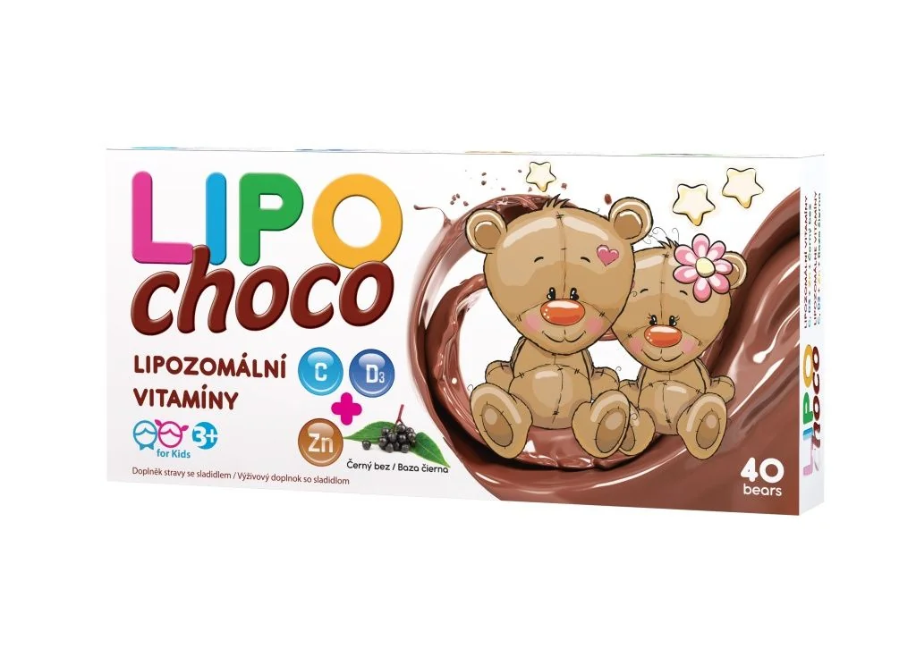 LIPOchoco Lipozomální vitamíny C + D3 + Zn 40 medvídků