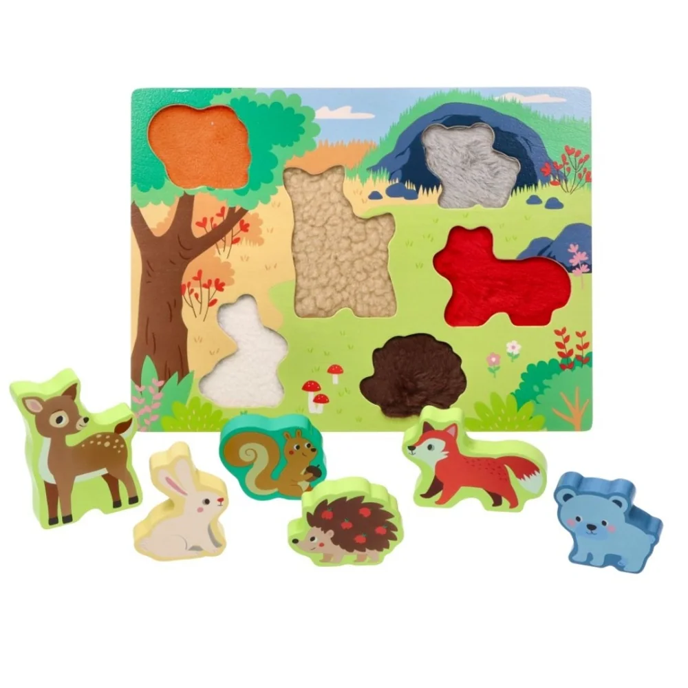 Adam Toys Dřevěné zábavné vkládací puzzle, lesní zvířátka 3D