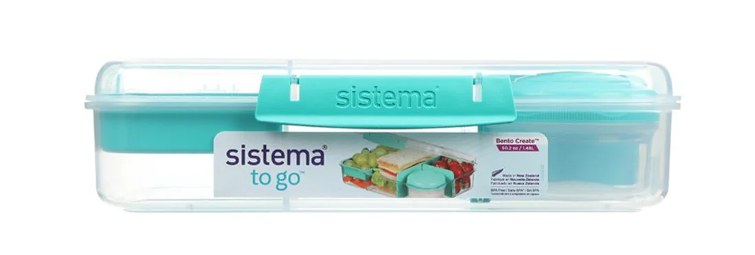 Sistema To Go tříkomorová krabička s nádobou a miskou 1,48 l mátová