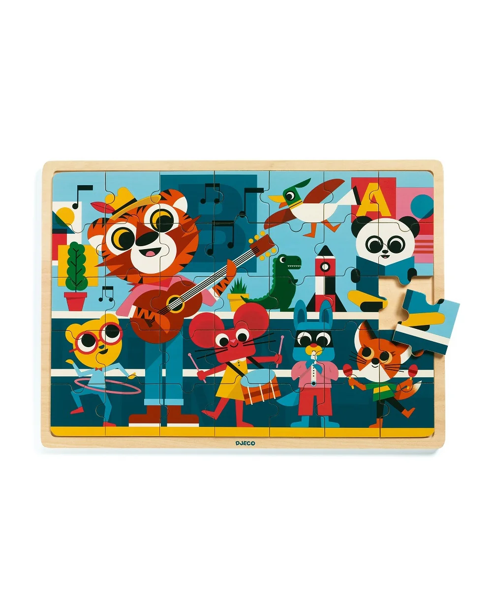 Djeco Dřevěné puzzle Veselá kapela - 35 pcs