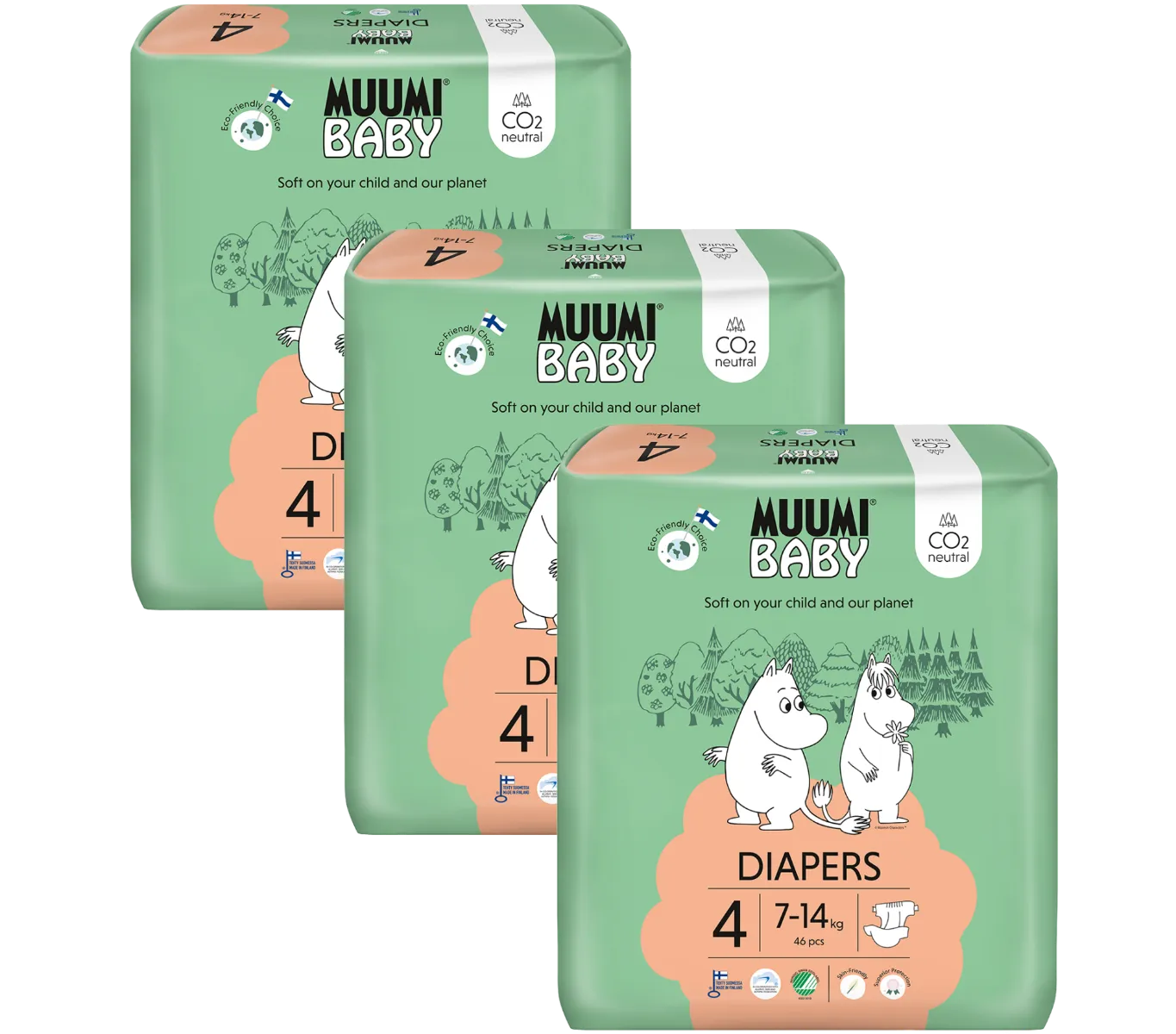 Muumi Baby 4 Maxi 7–14 kg eko pleny 138 ks