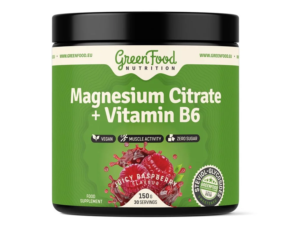 GreenFood Nutrition Magnesium Citrate + Vitamin B6 juicy raspberry 150 g