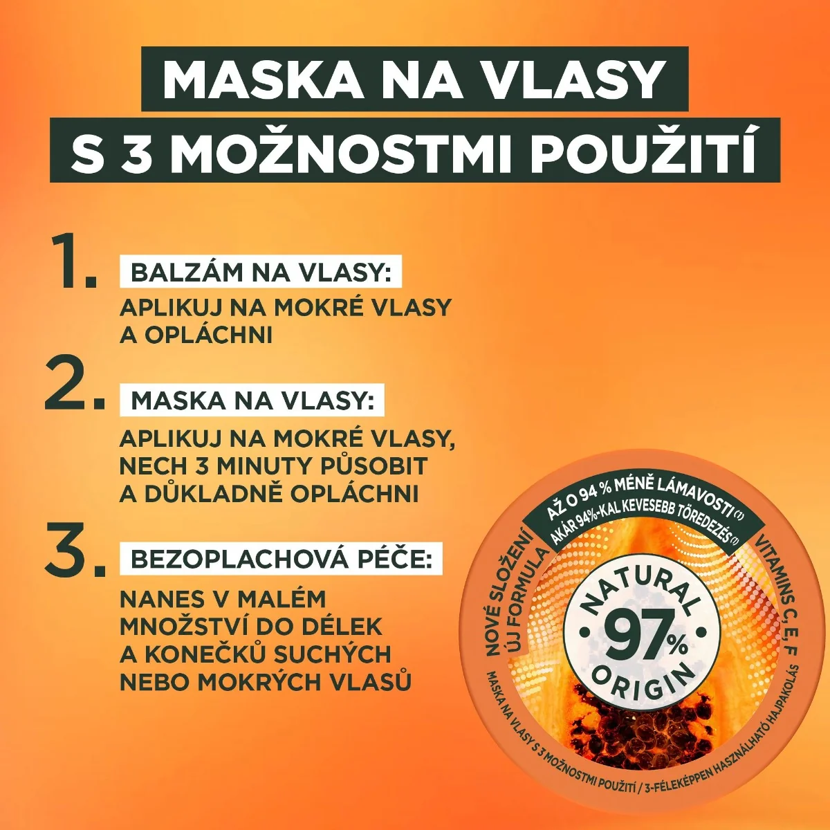 Garnier Fructis Hair Food Papaya regenerační maska pro poškozené vlasy 400 ml